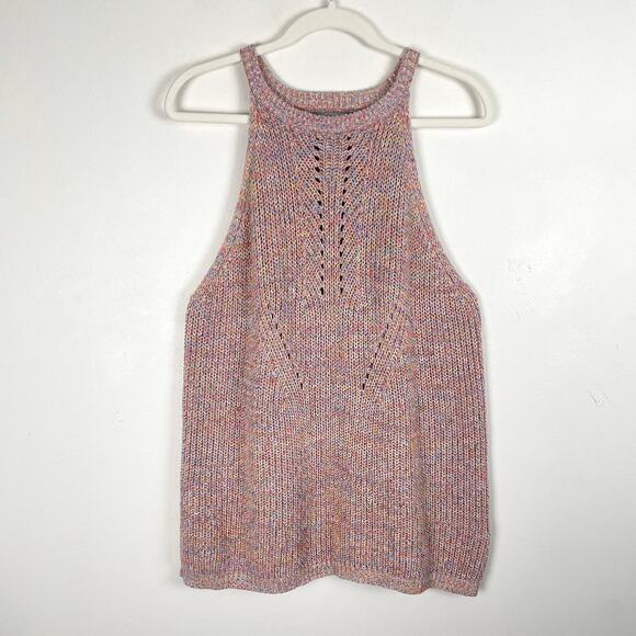 Anthropologie Isla Sweater Tank Size XL Pointelle Knit Halter Rainbow Pastel - Picture 14 of 14